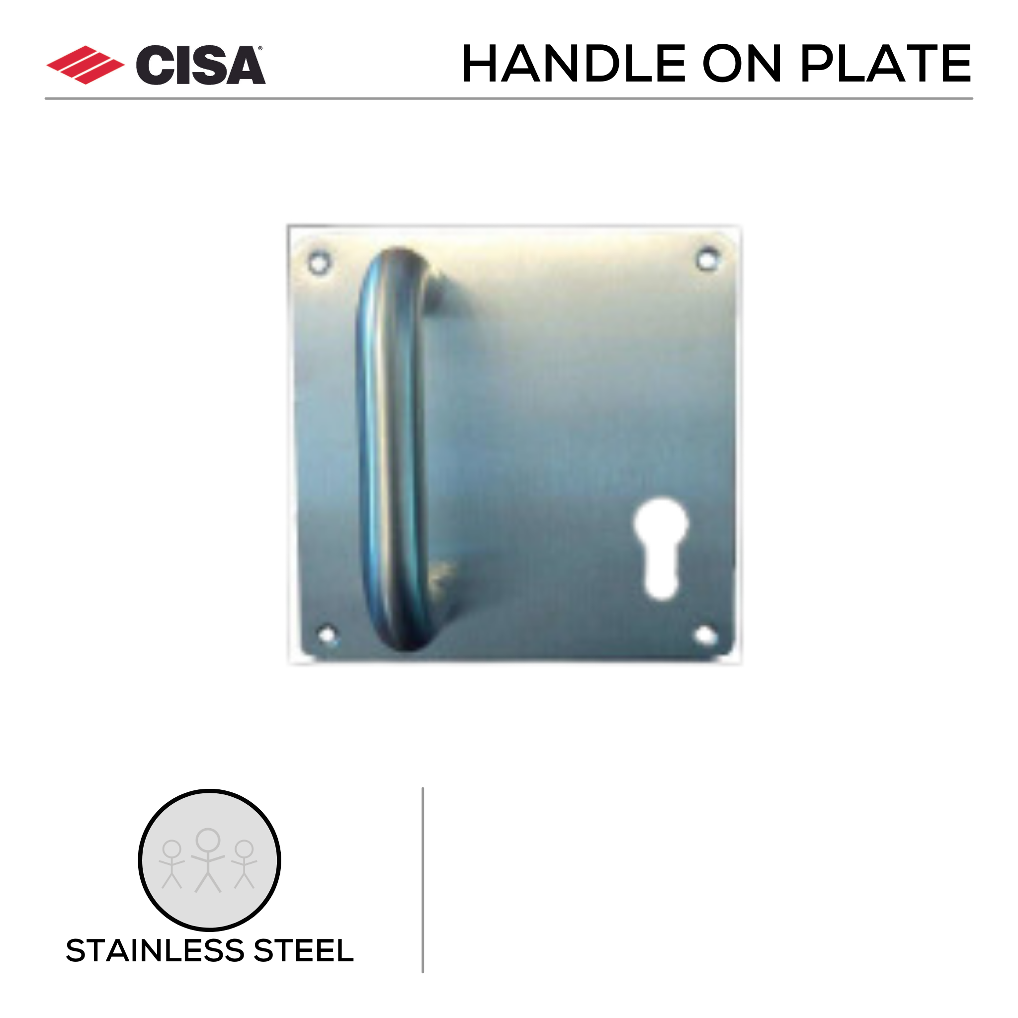 FPD6.C.XC.FF, Pull Handles, Square, On Plate, Right Hand, Satin Stainless Steel, CISA