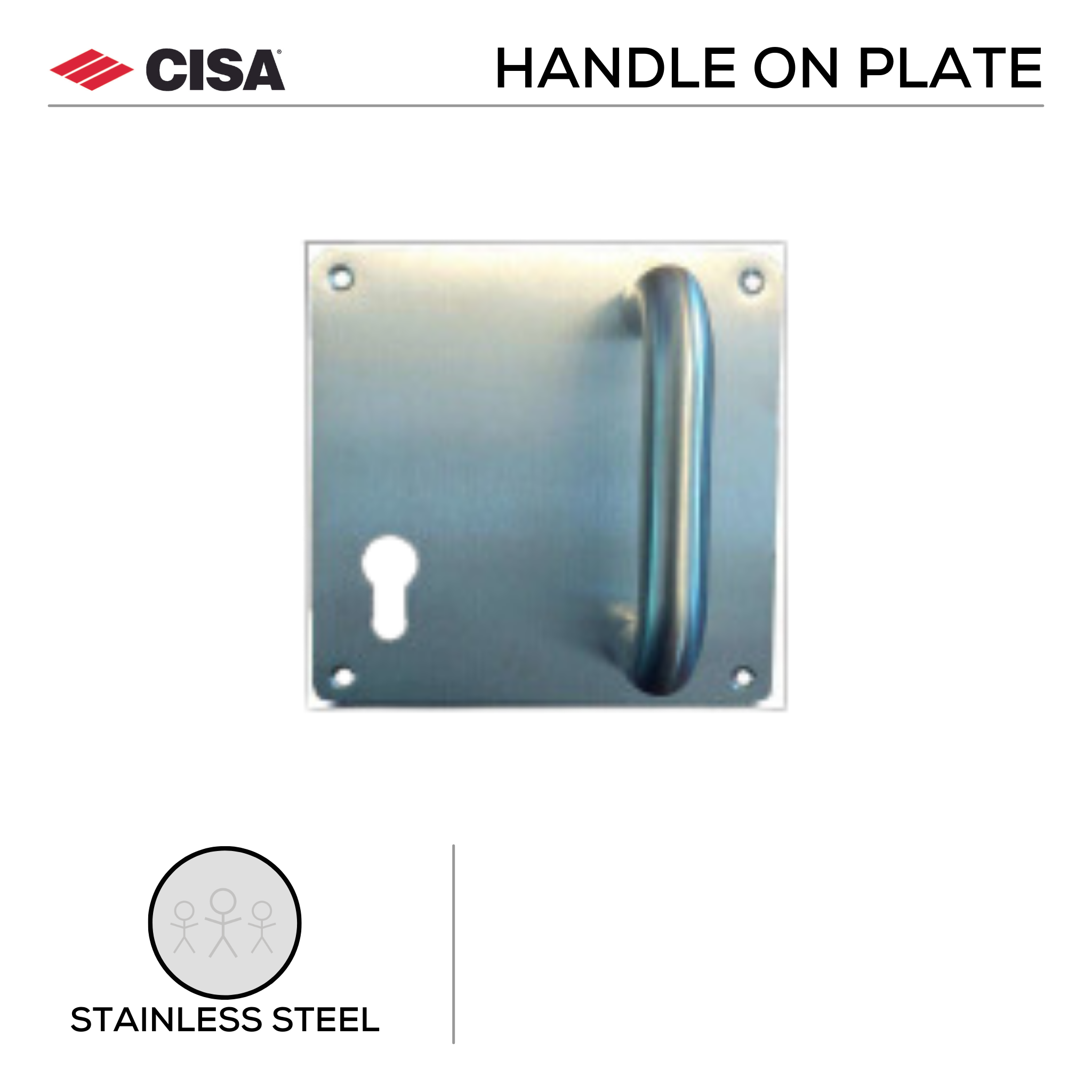 FPD6.D.XC.FF, Pull Handles, Square, On Plate, Left Hand, Satin Stainless Steel, CISA