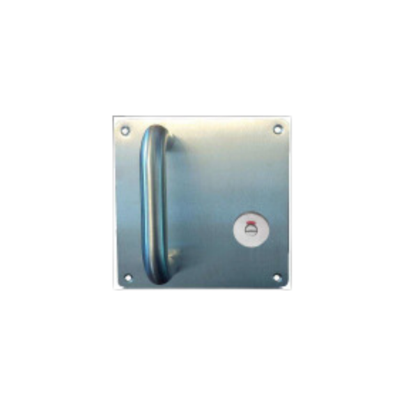 FPD6.WC.R, Pull Handles, Square, On Plate,WC Indicator & Turn, Right Hand, Satin Stainless Steel, CISA