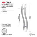 CISA Stainless Steel Pull Handle main product view; clean stainless confidence for a better door setup, 25mm (Ø) x 600mm (l).