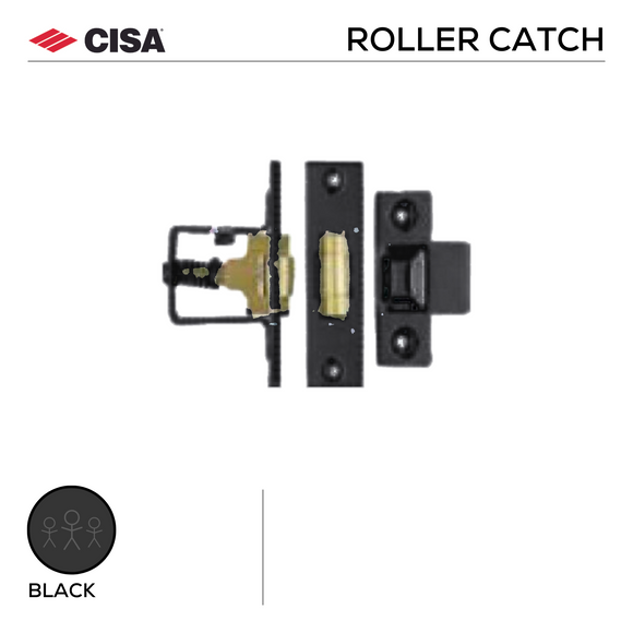 Heavy-Duty Adjustable Roller Catch, 76mm, Satin Rose Gold, Stainless Steel or Matt Black - CISA - Matt Black