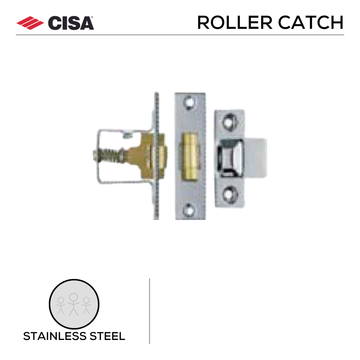CISA Stainless Steel Roller Catch main product view; clean stainless confidence for a better door setup, 76mm (l) x 22mm (w).