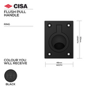 Recessed Ring Flush Pull, 63mm, Black - CISA-1