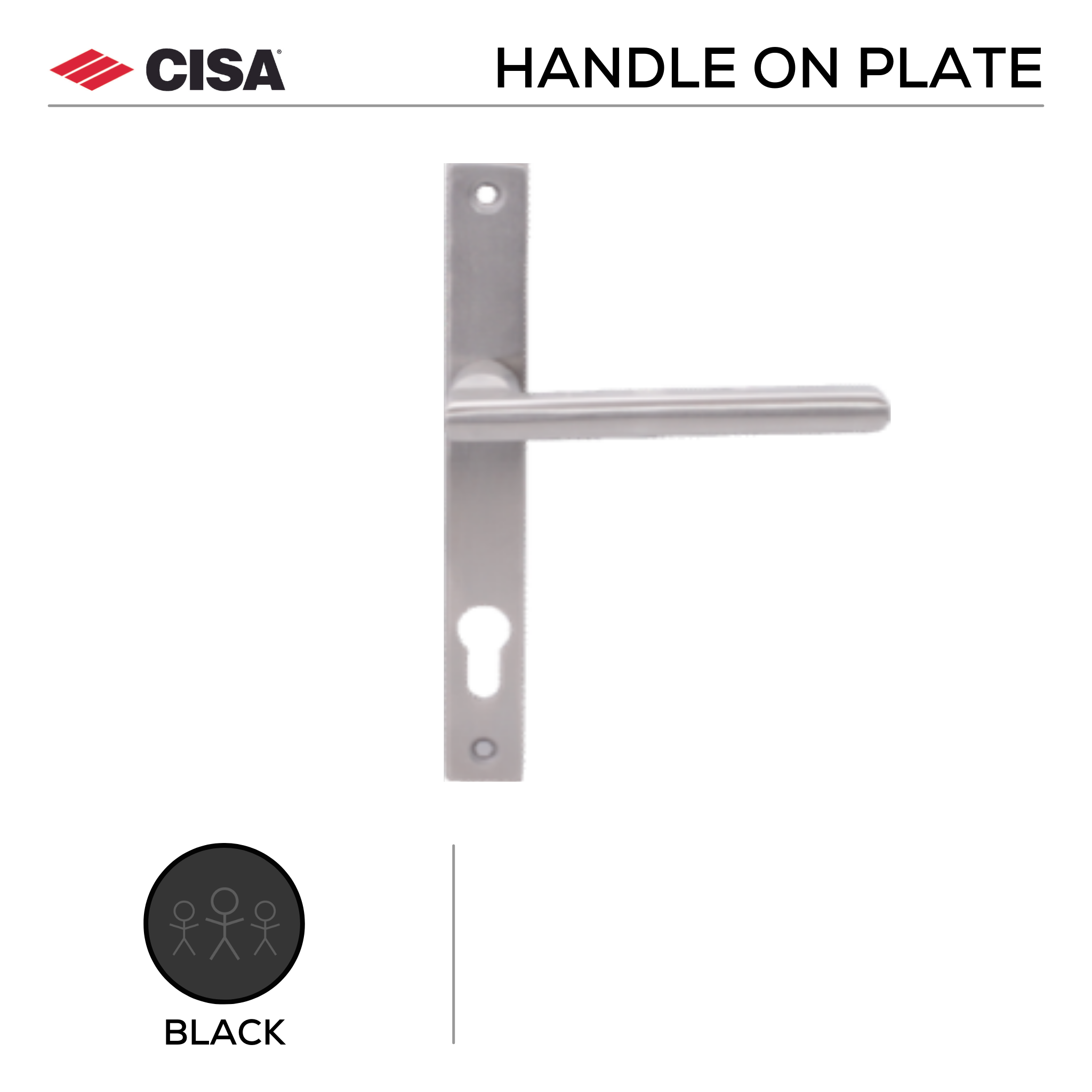 FS106.NB.BL, Lever Handle, Square Plate, Heavy duty, Black, CISA