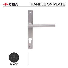 FS106.NB.BL, Lever Handle, Square Plate, Heavy duty, Black, CISA