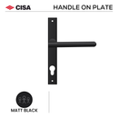 Lever Handle on Narrow Plate, Stainless Steel or Matt Black - DPS (Cisa) FS106-3