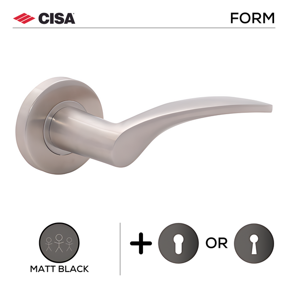 Main product view showing CISA Matt Black Lever Handle — dark, sleek, and ready to stand out for patio and sliding doors.
