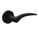 CISA FS116 Lever Handles on Round Rose, Matt Black - detail view