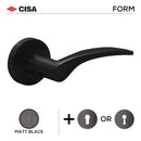 CISA FS116 Lever Handles on Round Rose, Matt Black - main view