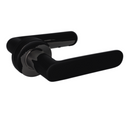 CISA Curved FS203 Lever Handles on Round Rose, Matt Black detail view
