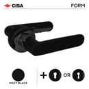 CISA Curved FS203 Lever Handles on Round Rose, Matt Black main view
