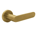 CISA Curved FS203 Lever Handles on Round Rose, Satin Brass - detail view