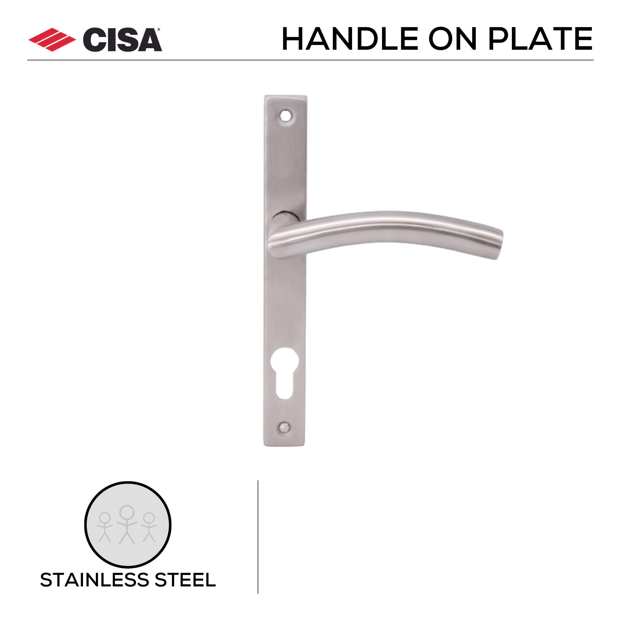 FT03.NB.SS, Lever Handle, Square Plate, Heavy duty, Stainless Steel, CISA