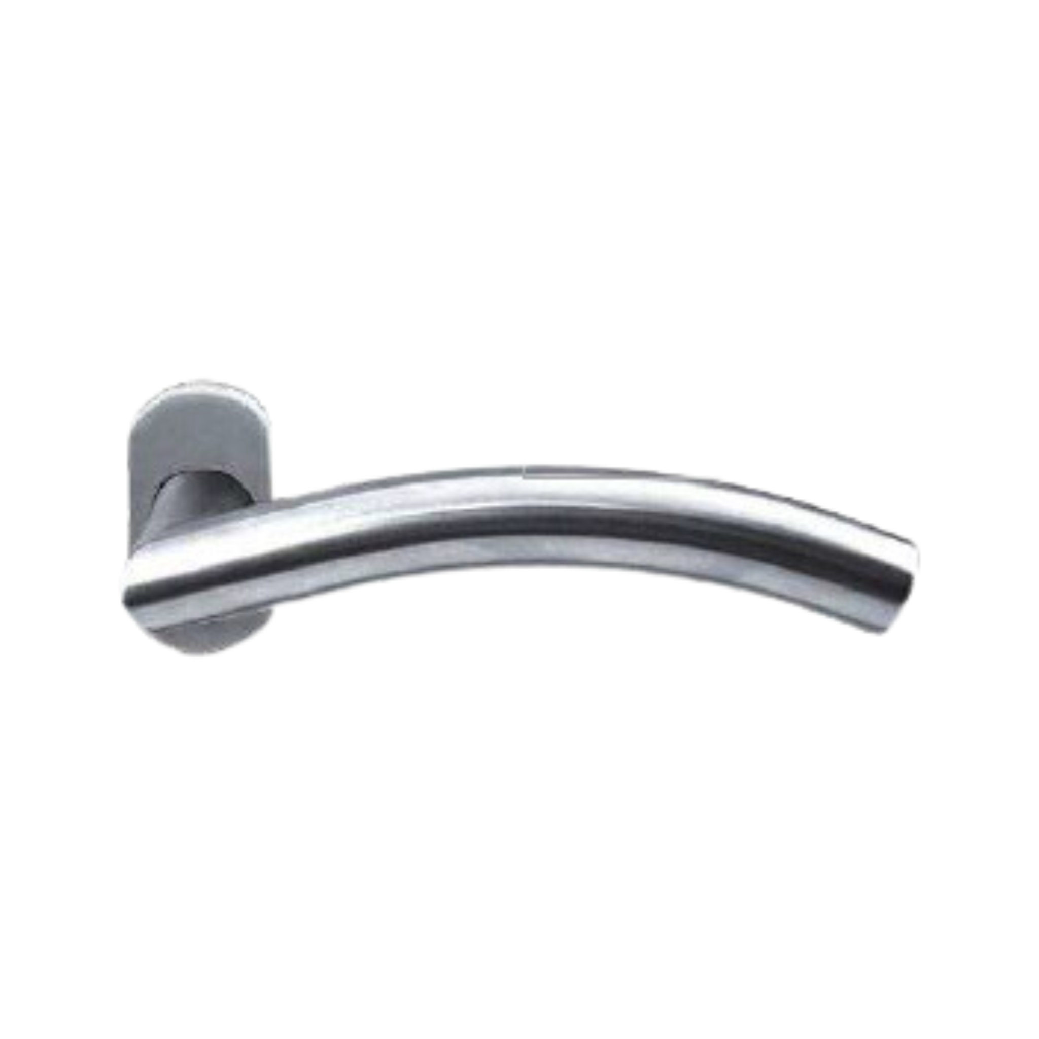 FT03._.SS, Lever Handles, Tubular, On Oval Rose, With Escutcheons, 134mm (l), Stainless Steel, CISA