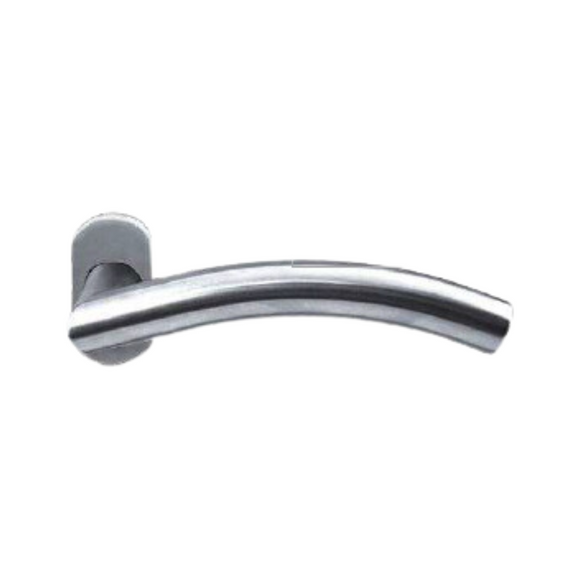 FT03.O._.TR, Lever Handles, Tubular, On Oval Rose, With Escutcheons, 134mm (l), Stainless Steel with Tarnish Resistant, CISA