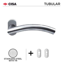 FT03.O._.TR, Lever Handles, Tubular, On Oval Rose, With Escutcheons, 134mm (l), Stainless Steel with Tarnish Resistant, CISA-1
