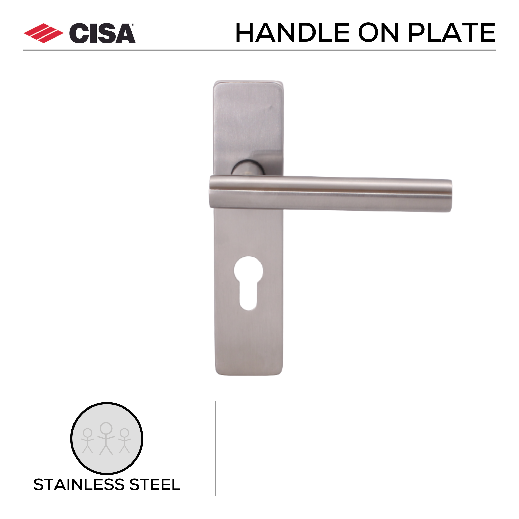 FT06.BP.C.SS, Lever Handle, Square Plate, Heavy duty, Stainless Steel, CISA