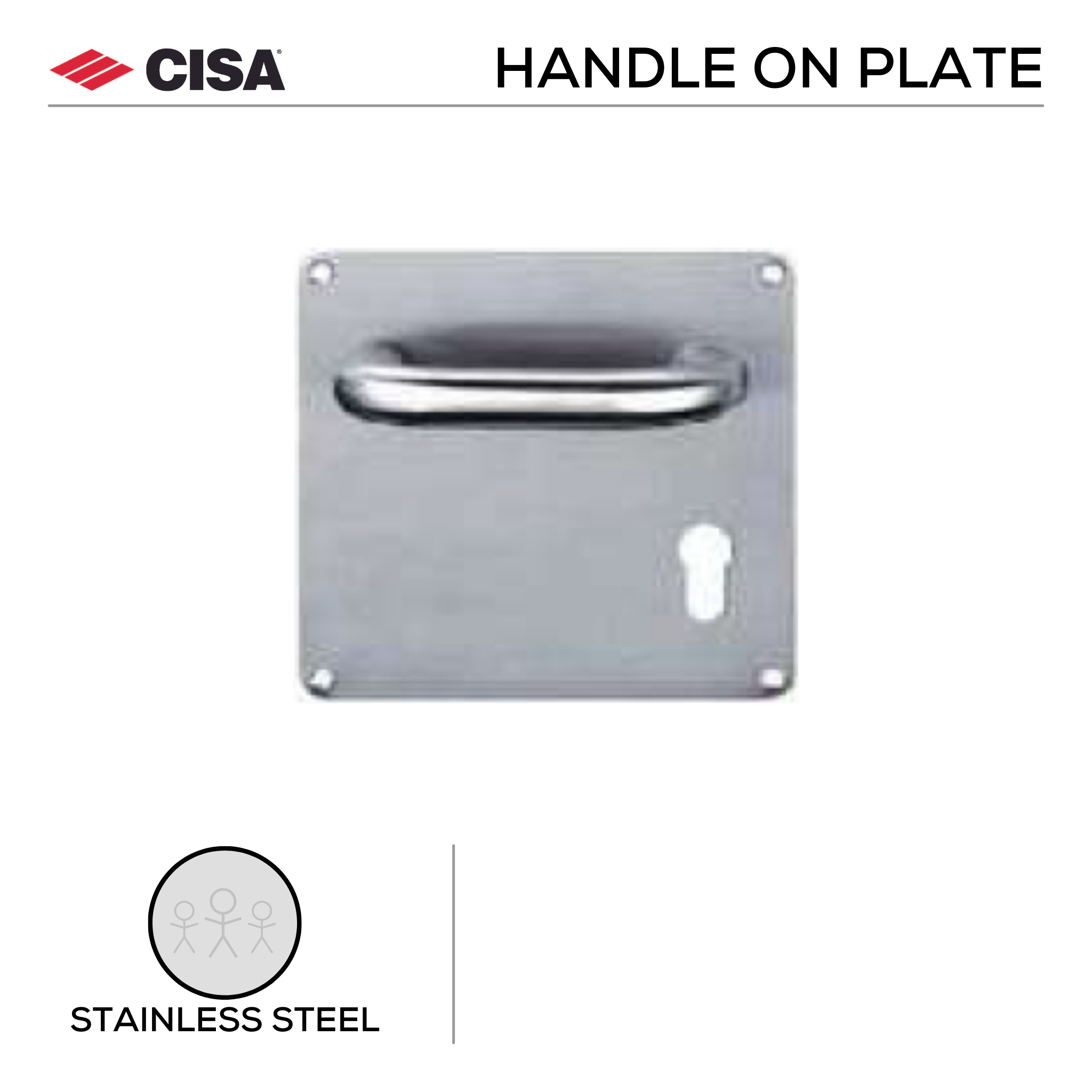 FT08.P.K75.SS, Lever Handles, Square, On Plate, Satin Stainless Steel, CISA