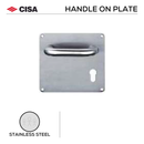 FT08.P.C075.61.SS, Lever Handles, Square, On Plate, Satin Stainless Steel, CISA-1