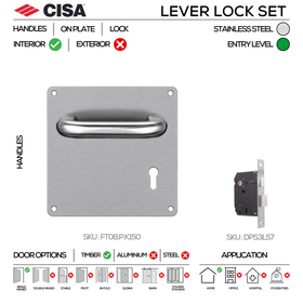 CISA Stainless Steel Cylinder Lock main product view; clean stainless confidence for a better door setup, left or right hand.