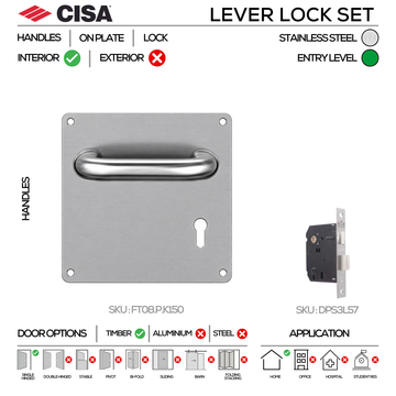 CISA Stainless Steel Cylinder Lock main product view; clean stainless confidence for a better door setup, left or right hand.