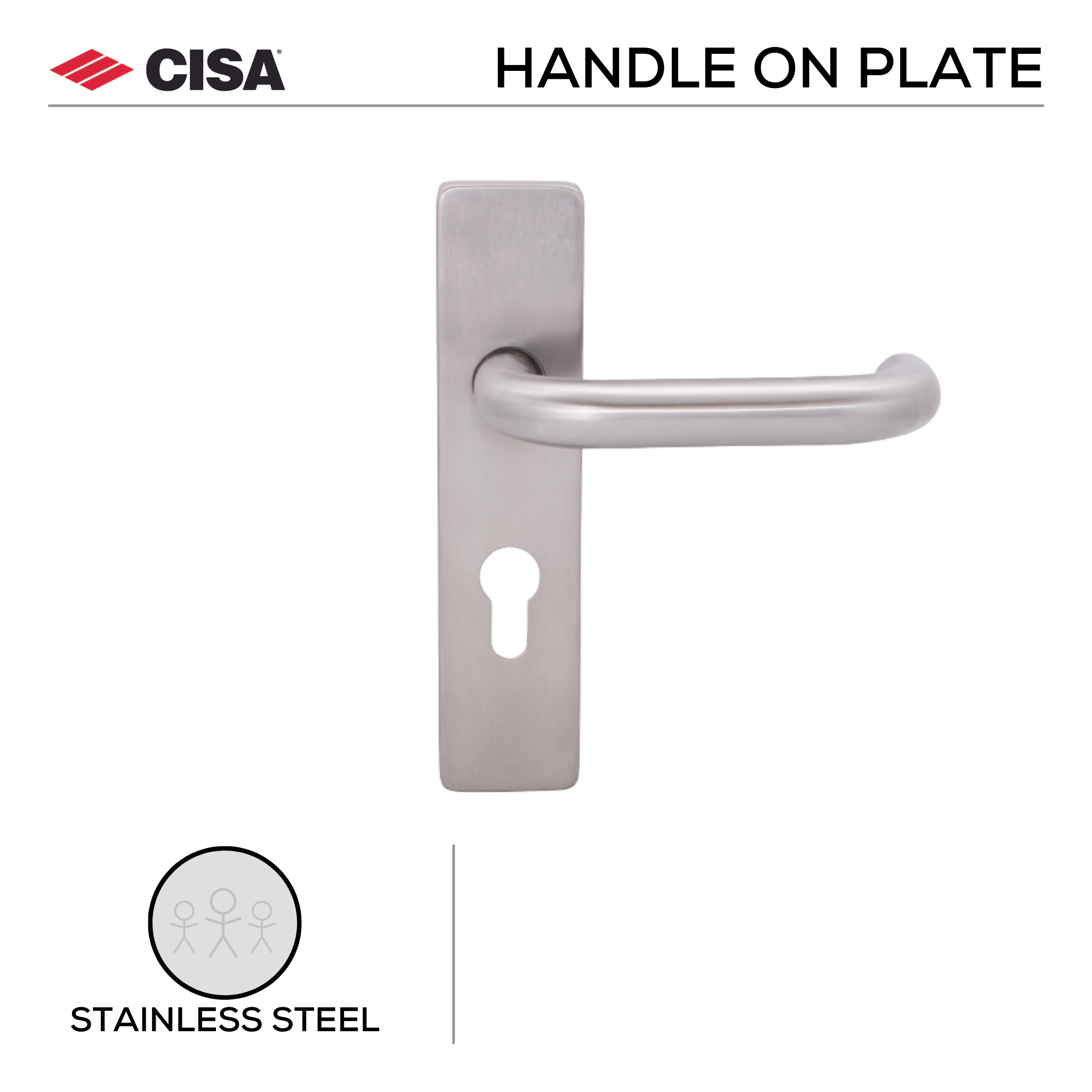 FT08.BP.61.C.SS, Lever Handle, Square Plate, Heavy duty, Stainless Steel, CISA