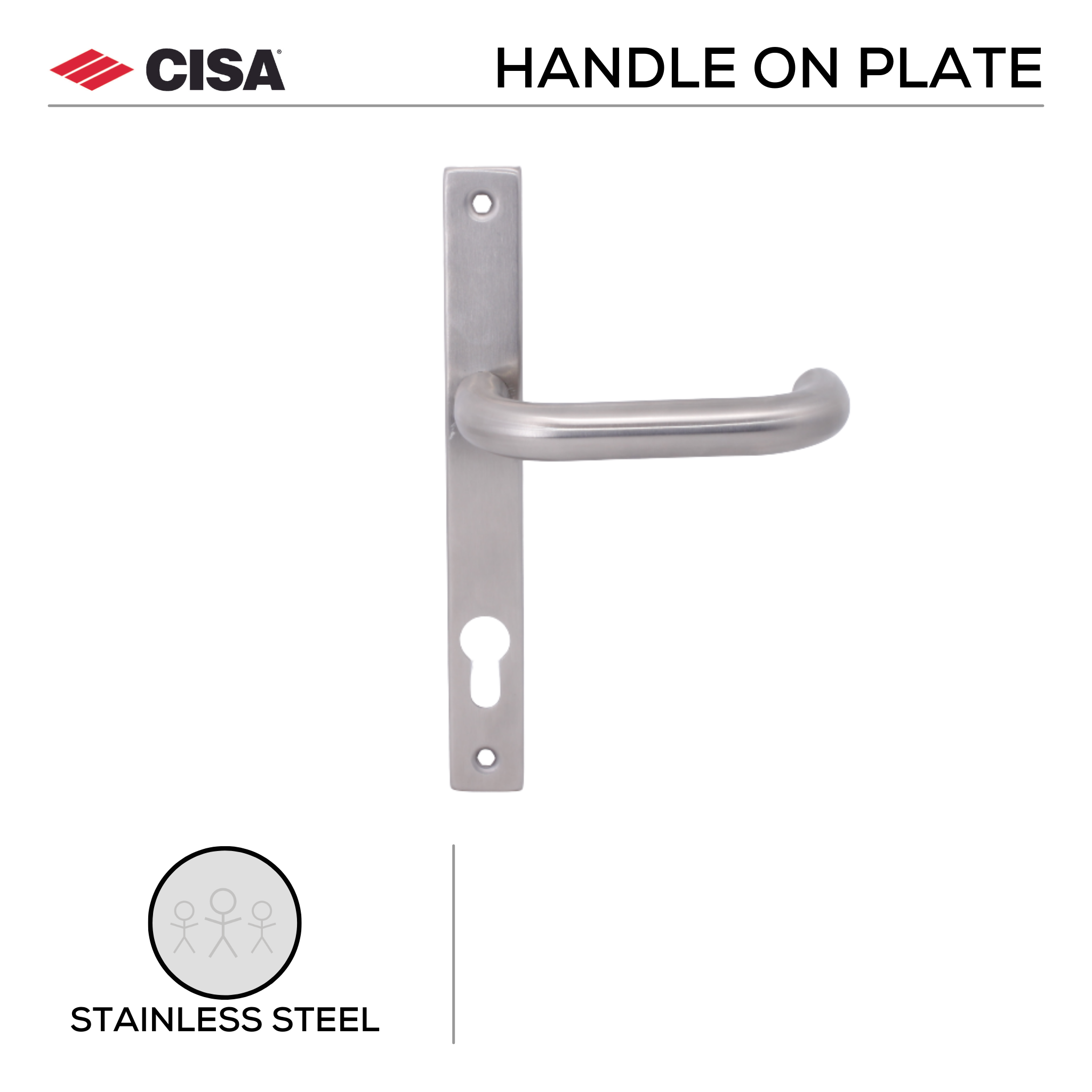 FT08.NB.SS, Lever Handle, Square Plate, Heavy duty, Stainless Steel, CISA