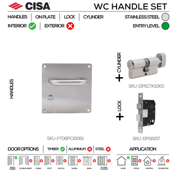 Main product view showing CISA Stainless Steel Door Lock — tough stainless shine for commercial doors, left or right hand.