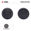 Main product view of CISA Matt Black Escutcheon, made for bathroom doors with dark, sleek, and ready to stand out, 53mm (h) x 53mm (w).