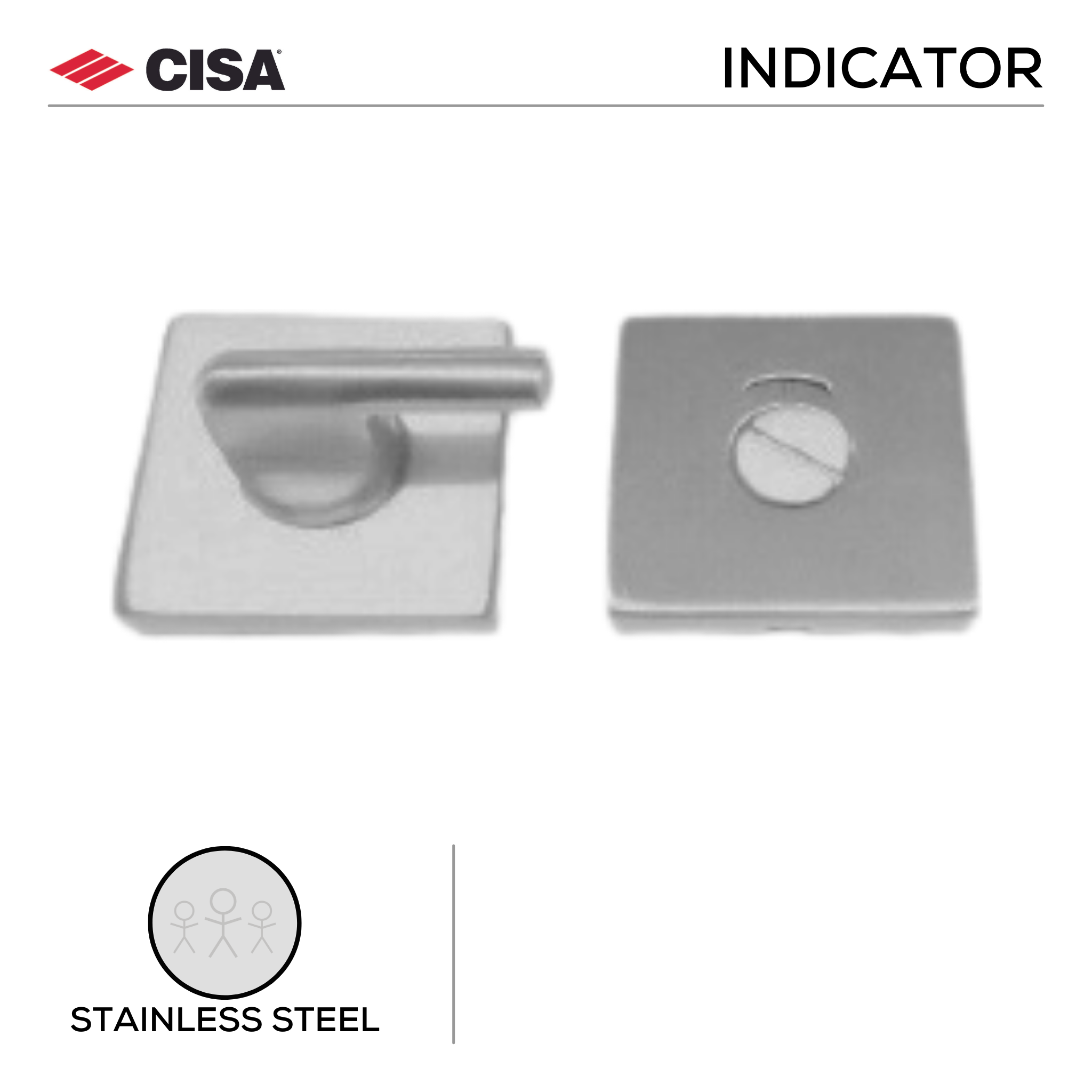 FWC.101.S.SS, WC Escutcheons Square, Per Pair, 53x8mm, Stainless Steel, CISA