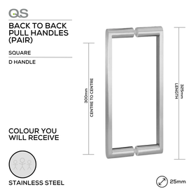 Main product view of QS Stainless Steel Pull Handle, made for doors with tough stainless shine, 25mm (Ø) x 325mm (l).