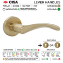 FS107 Complete Lockset 1B, Lever Handles, Tubular, On Round Rose, With Escutcheons, 137mm (l), Satin Brass, Cylinder Sash Lock & Euro Cylinder Set, CISA-2