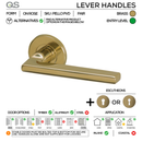 PELLO Complete Euro PVD Lockset, Lever Handles, Form, On Round Rose, With Escutcheons, Satin Brass, Cylinder Sash Lock & Euro Cylinder Set, QS-2