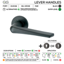 KRONE Complete Key Blk Lockset, Lever Handles, Form, On Round Rose, With Escutcheons, Black, 3 Lever Sash Lock, QS-2