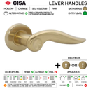 Alternate angle showing CISA Satin Brass Door Lock — solid brass style for patio and sliding doors, 137mm (l).