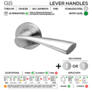 SAMBAVA Complete Lockset 1SS, Lever Handles, Tubular, On Round Rose, With Escutcheons, Stainless Steel, Cylinder Sash Lock & Euro Cylinder Set, QS-2