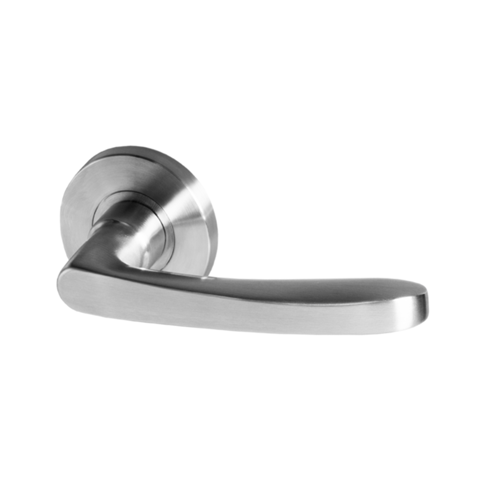 Kalmar, Lever Handles, Form, On Round Rose, With Escutcheons, Stainless Steel, QS