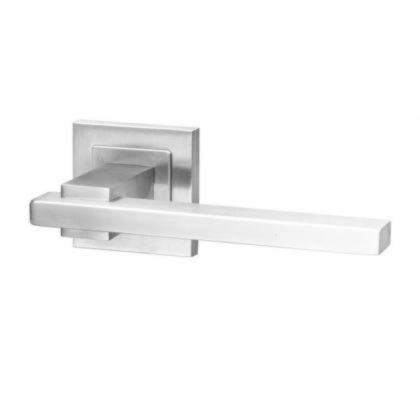Kolari, Lever Handles, Square, On Square Rose, With Escutcheons, Stainless Steel, QS