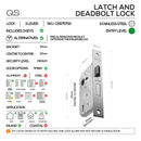QS Stainless Steel Cylinder Lock extra product view for patio and sliding doors — strong stainless style.