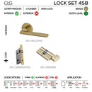 QS Satin Brass Cylinder Lock for patio and sliding doors, main product view with warm brass confidence.