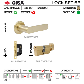 CISA Satin Brass Cylinder Lock for patio and sliding doors, main product view with warm brass confidence, 137mm (l).
