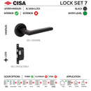 CISA Black Door Lock for patio and sliding doors, main product view with bold black energy, 137mm (l).