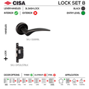 CISA Black Door Lock main product view for patio and sliding doors — bold black energy, 137mm (l).