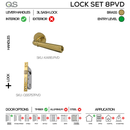 Main product view showing QS Satin Brass Door Lock — solid brass style for patio and sliding doors.