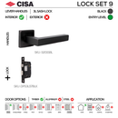 CISA Black Door Lock for patio and sliding doors, main product view with bold black energy, 137mm (l).