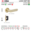 CISA Satin Brass Door Lock main product view for patio and sliding doors — warm brass confidence, 137mm (l).