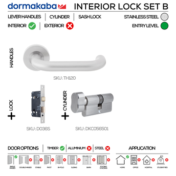 DORMAKABA Stainless Steel Cylinder Lock for patio and sliding doors, main product view with strong stainless style, 137mm (l).