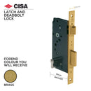 CISA latch and deadbolt lock, 40mm backset, Brass forend