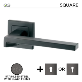 Main product view of QS Stainless Steel Lever Handle, made for patio and sliding doors with tough stainless shine.