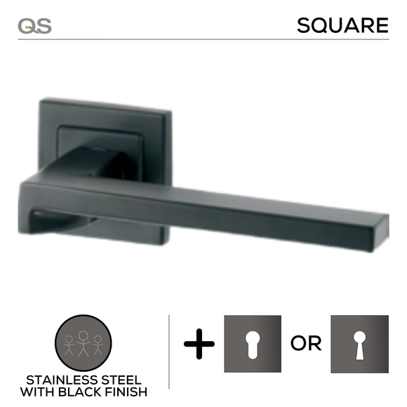 Main product view of QS Stainless Steel Lever Handle, made for patio and sliding doors with tough stainless shine.